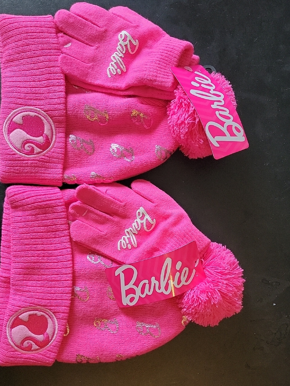 Barbie Hot Pink Pom Pom Beanie & Glove Set (Set Of 2)